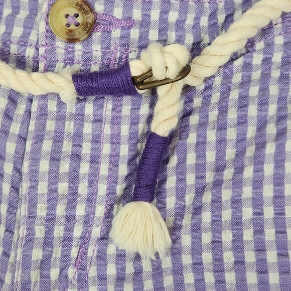 🔸️NWT H&M Label of Graded Goods Purple Gingham Belted & Cuffed Shorts Youth 14 - Picture 5 of 11